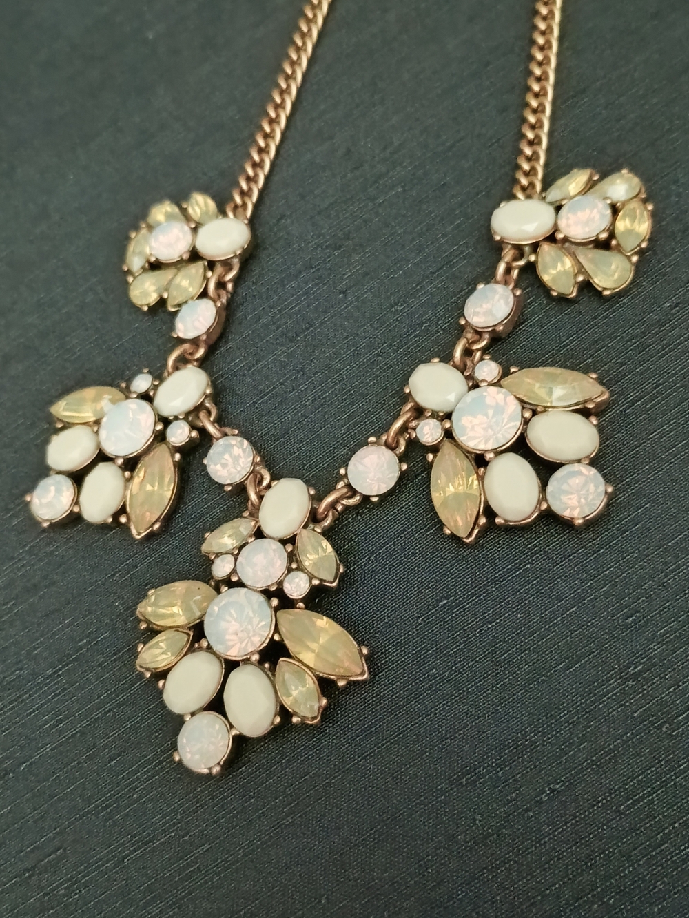 Vintage J Crew Statement Floral Cluster Opalescence Necklace
